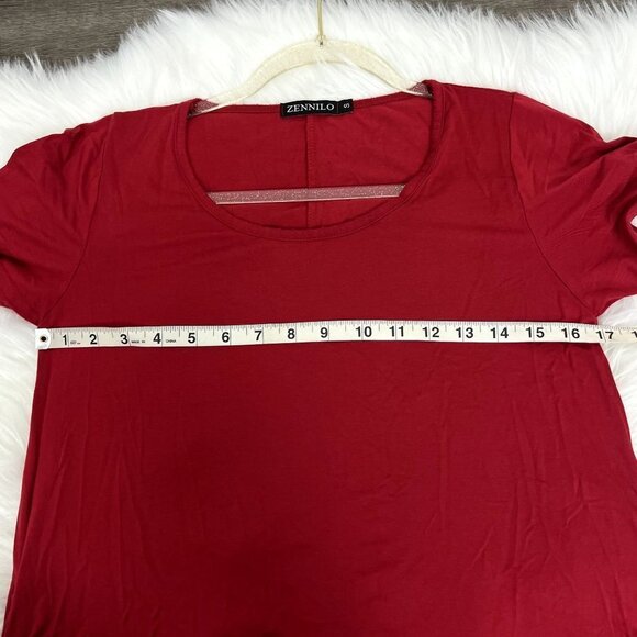 Zennilo Red Short Sleeve Jersey Swing Dress with Pockets Womens Small - Picture 6 of 9